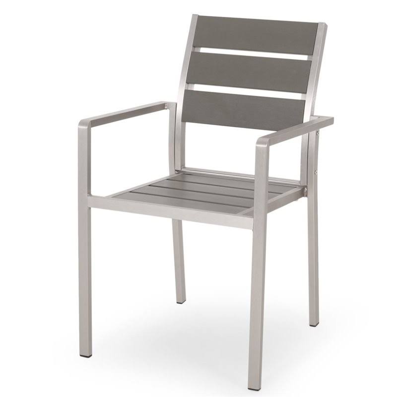 Noble House Cape Coral Outdoor Aluminum Dining Chair in Gray (Set of 2)