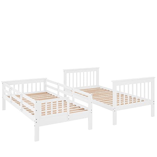 Ball & Cast Full Over Full Bunk Bed with Twin Size Trundle and Built in 4 Drawer,Wood Bunkbed w/Storage Ladder & Slat Support