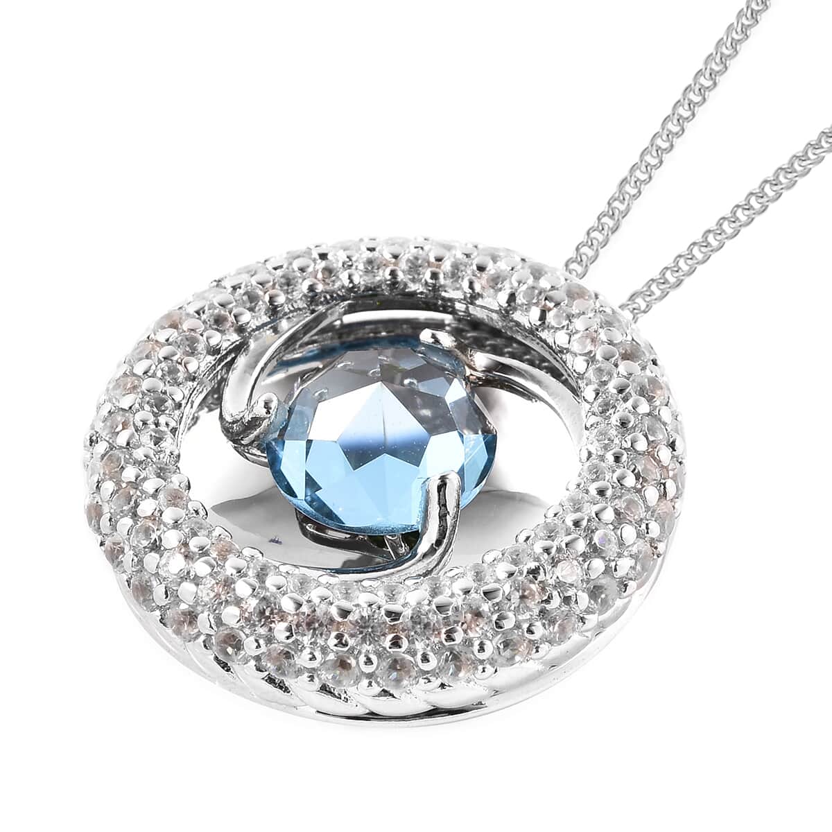 SHOP LC Blue Topaz Red Garnet 925 Sterling Silver Rhodium Plated November Birthstone Pendant Necklace for Women Jewelry Birthday Gifts for Women Size