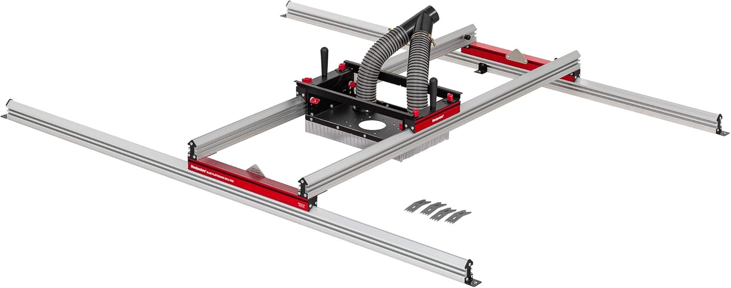 Woodpeckers Pro Slab Flattening Mill, Basic, With Router Carriage, Integrated Dust Collector, Slab Clamping Dogs & Rails