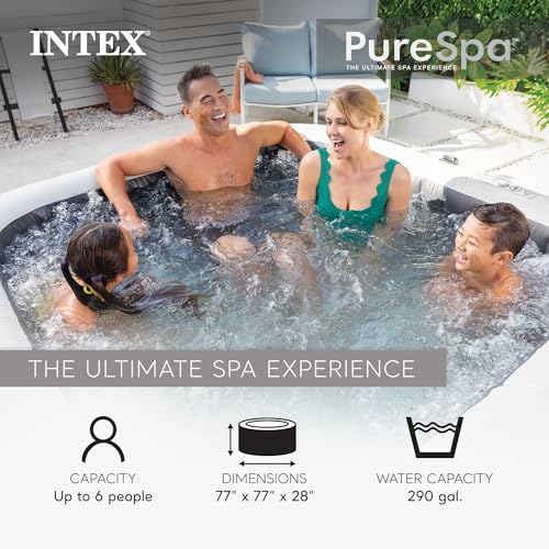 INTEX 28451EP PureSpa Greystone Deluxe Spa Set: Includes Energy Efficient Spa Cover and Wireless Control Panel – Spa Control App – Built-in FastFill