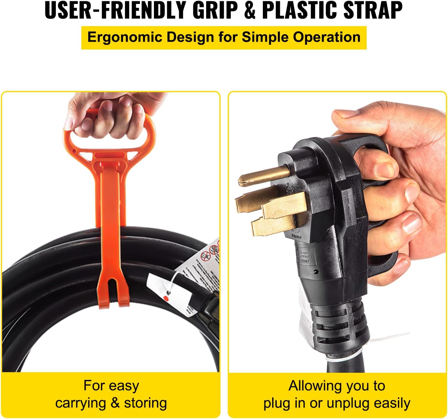 VEVOR Generator Cord, 15' Generator Power Cord w/ Plug in & Out Pin of Inlet Box Side, 50AMP SS2-50R/CS6375 Style Inlets Cable