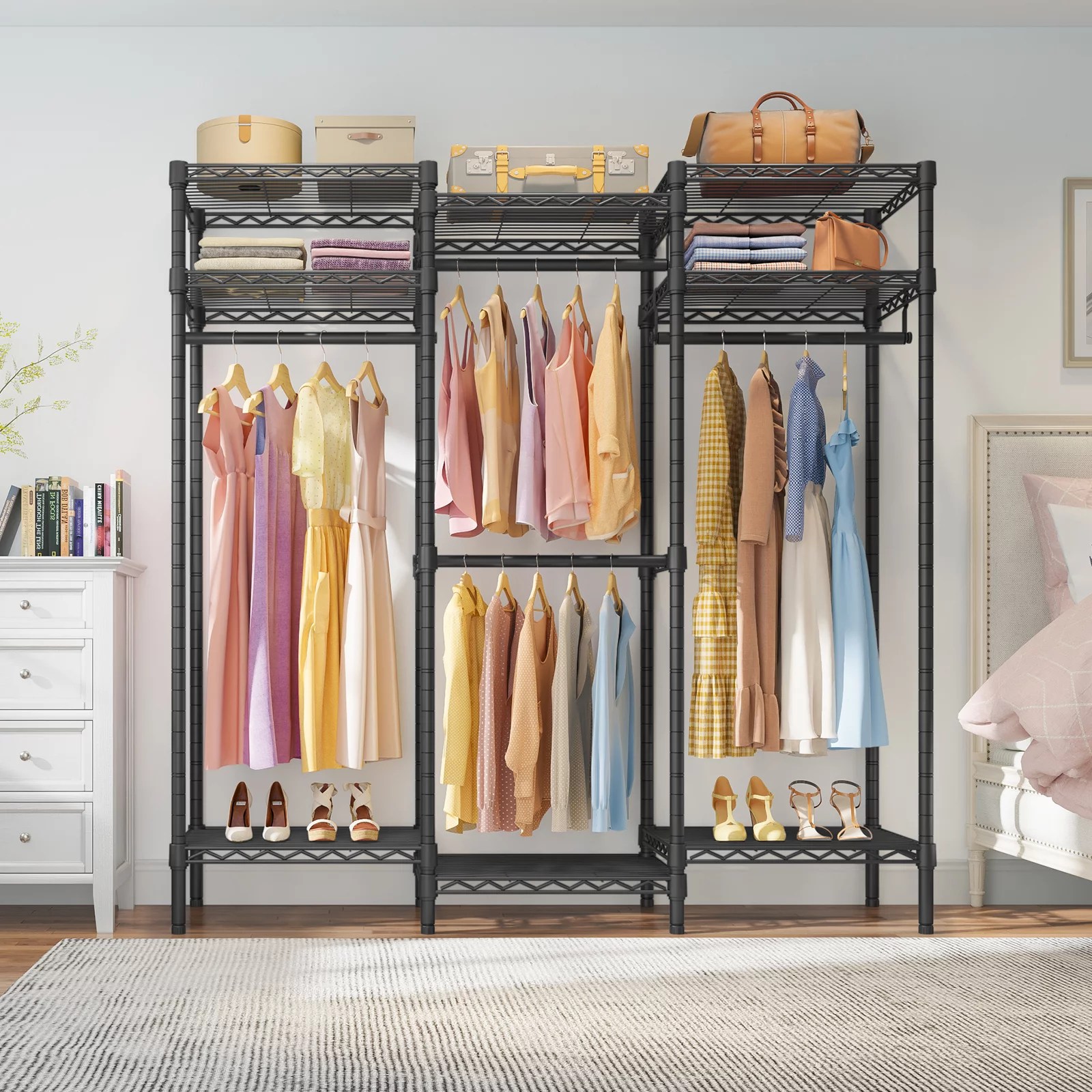 VIPEK V5i Garment Rack Bedroom Armoires Freestanding Closet Organizer, Portable Wardrobe Closet Heavy Duty Clothing Rack, Black (Medium)