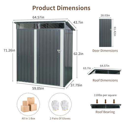 NicBex 6×5 Resin Outdoor Storage Shed with Floor & Window– All-Weather Lockable Small Tool Shed