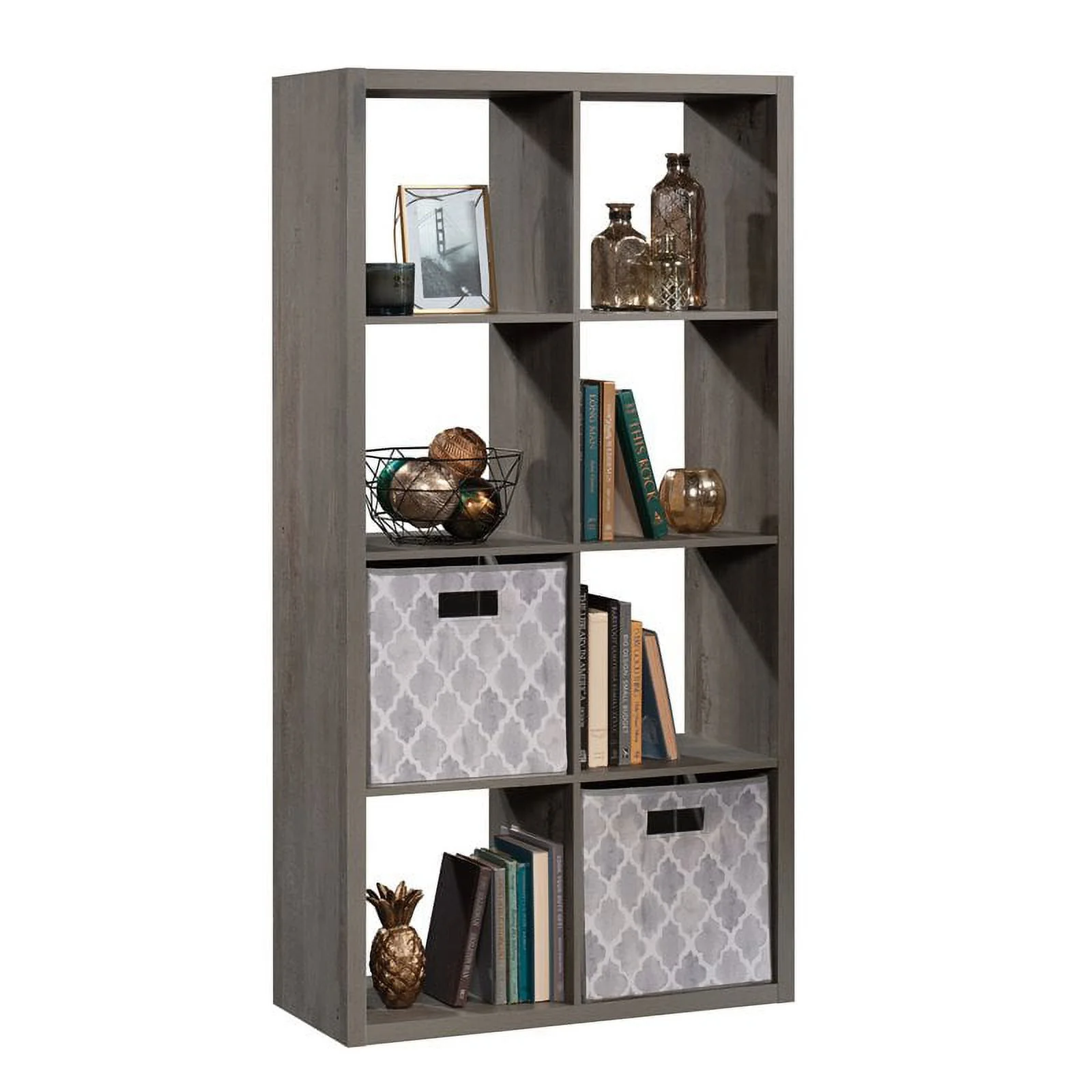Sauder 8-Cube Organizer Storage Bookshelf, Mystic Oak Finish