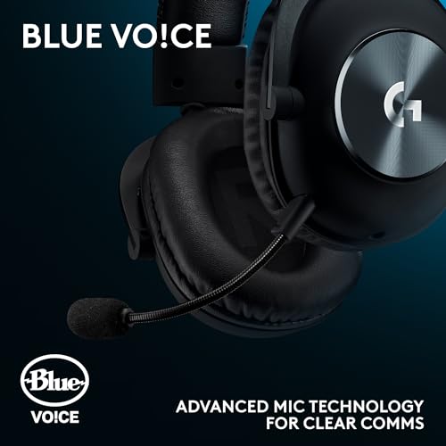 Logitech G Pro X Wired Gaming Headset: Blue VO!CE Detachable Boom Mic, DTS 7.1, 50 mm Drivers, USB/3.5mm Aux, Spare Memory Foam Ear Pads