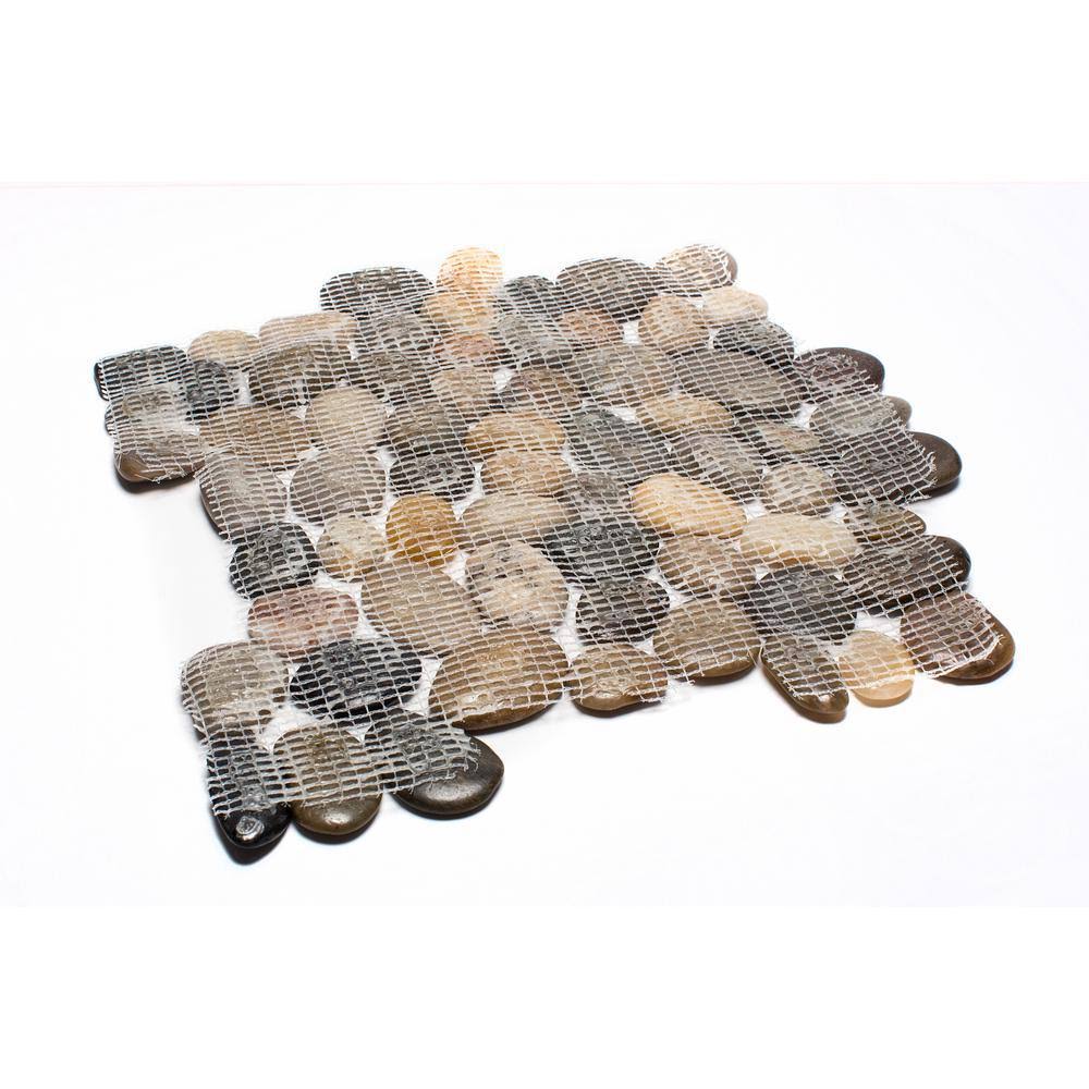 Rainforest 12 in. x 12 in. Mixed Mid-Polish Pebble Stone Floor and Wall Tile (5.0 Sq. ft. / CASE)