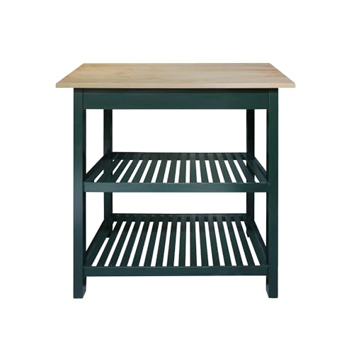 Casual Home Kitchen Island with Solid American Hardwood Top, Natural/White, 40" W (373-91)