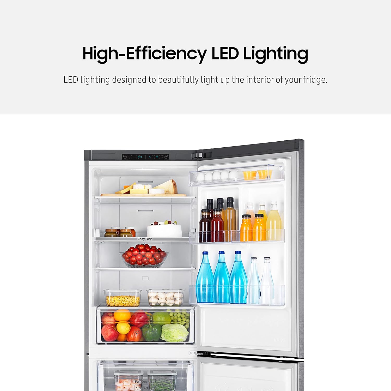 SAMSUNG 11.3 Cu Ft 24" Bottom Freezer Refrigerator, Slim Width for Small Spaces, Even Cooling, LED Lighting, Slide Shelf, RB10FSR4ESR/AA