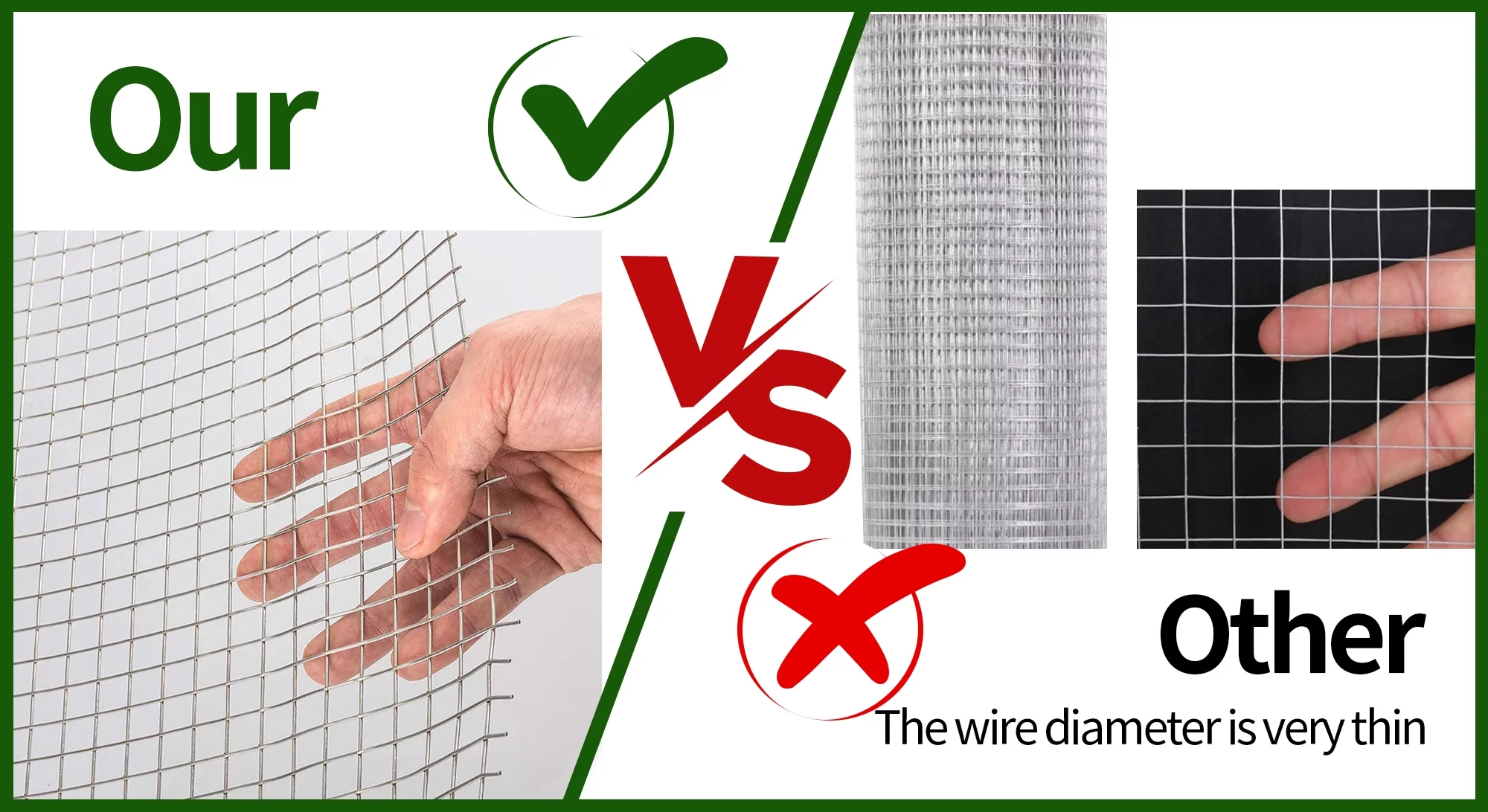 KOTIA 48inx100ft 1/4 in 23 Gauge Hardware Cloth Welded Cage Wire Chicken Fence mesh Rolls Square Chicken Wire Netting Raised Garden Rabbit Fence