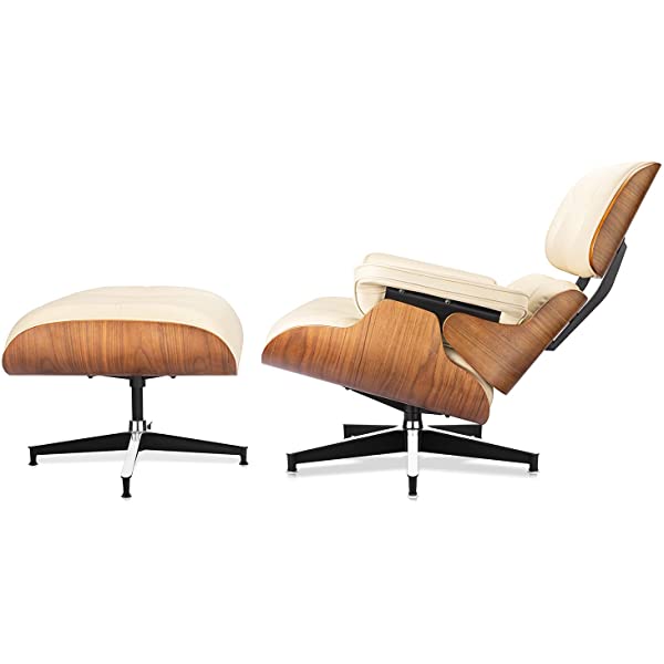 Mid Century Lounge Chair and Ottoman, Modern Chair Classic Design, Top Grain Leather Palisander Wood, Heavy Duty Base Support for Living Room, Study