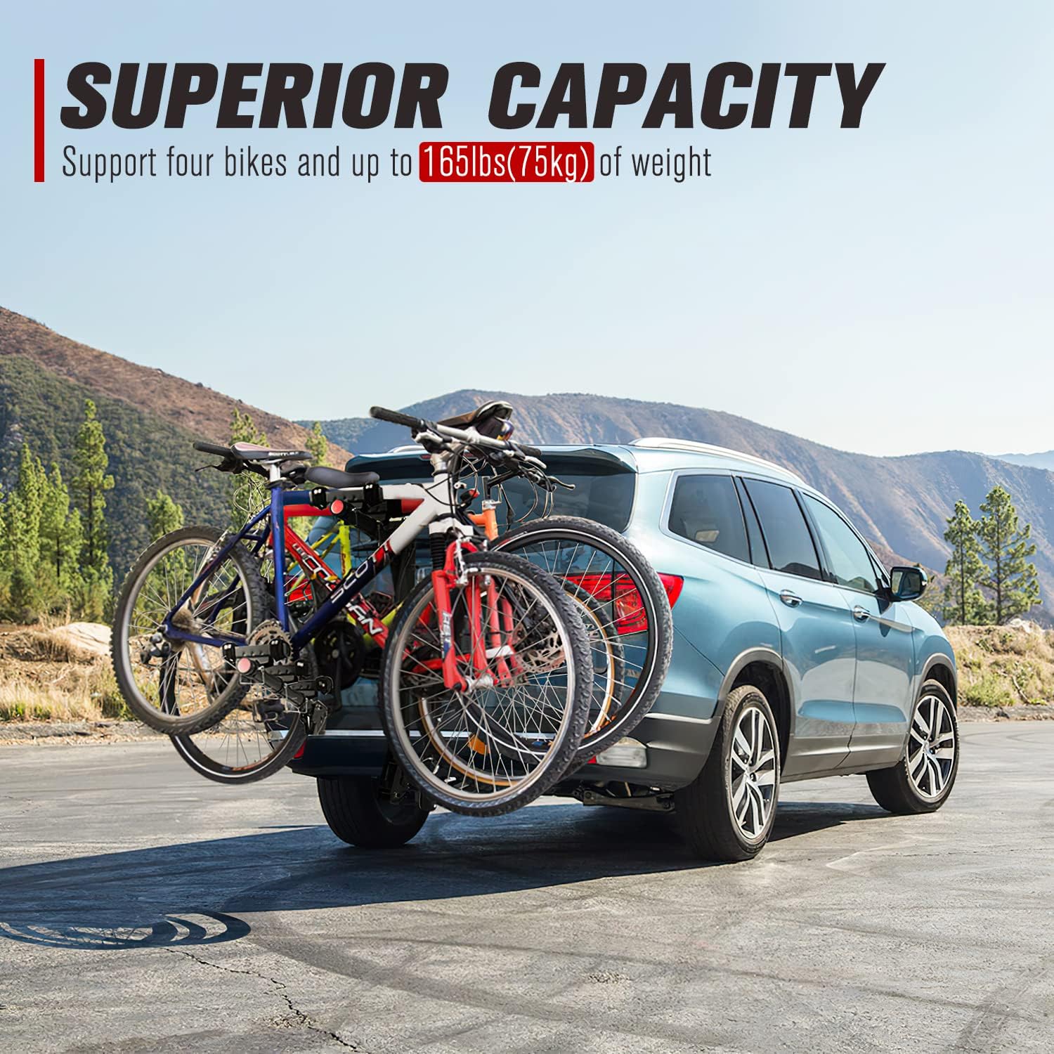 FIERYRED 4-Bike Racks for 2 inch Hitch Bicycle Carrier Racks Adjustable Cradles for All Bike with/Without Cross-Bar