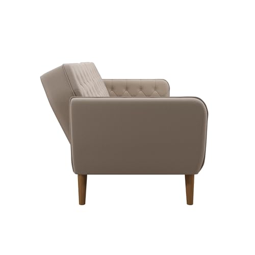 Novogratz Tallulah Memory Foam Futon, Convertible Couch, Camel Faux Leather