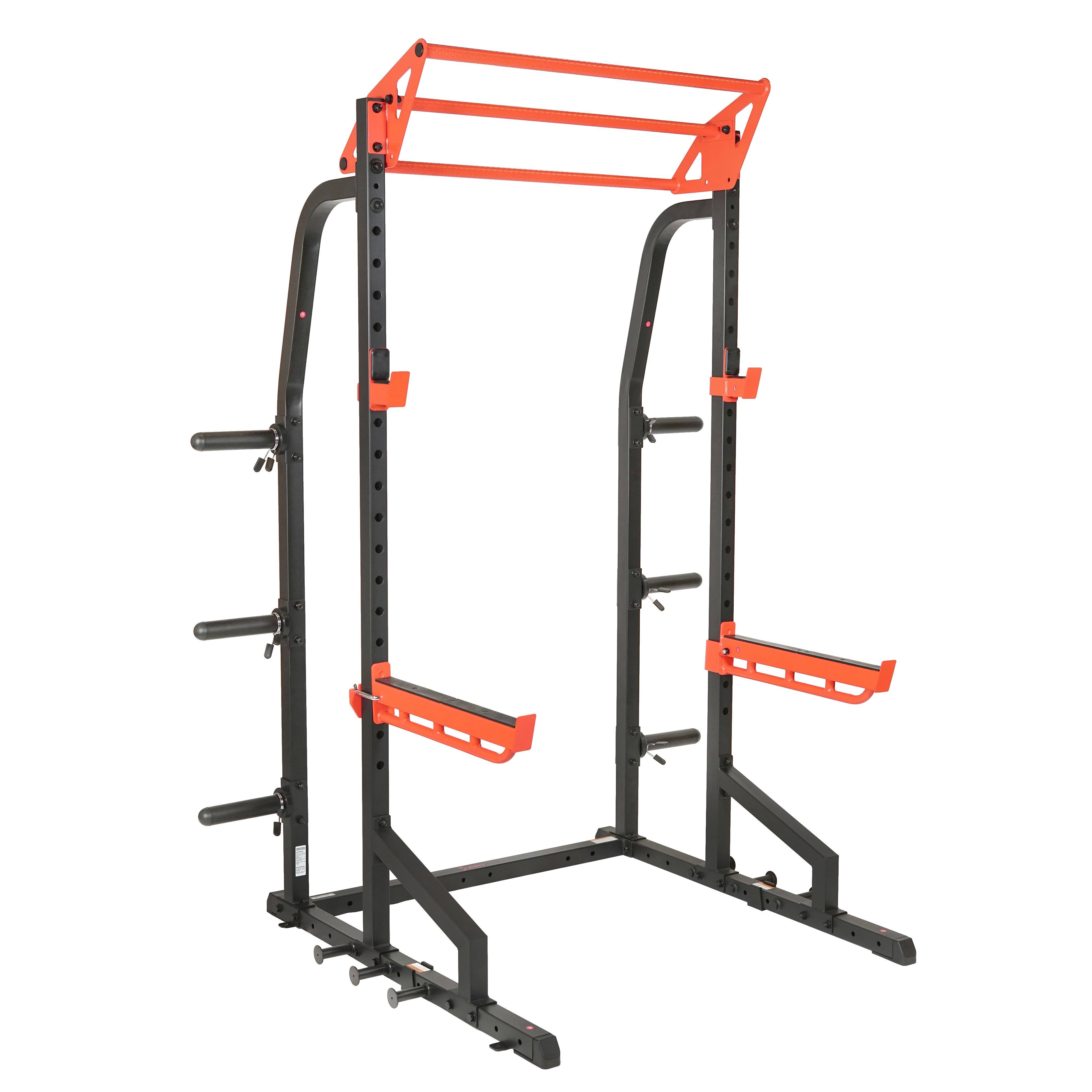 Sunny Health Fitness SF-XF9933 Power Zone Half Rack Heavy Duty Performance Power Cage with 1000 lb Weight Capacity