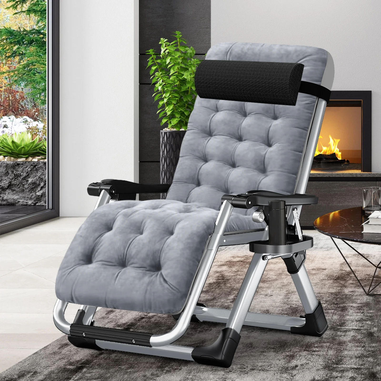 Slsy XL Zero Gravity Chair, Oversized XL Folding Reclining Lounge Chair with Removable Cushion & Tray for Indoor and Outdoor