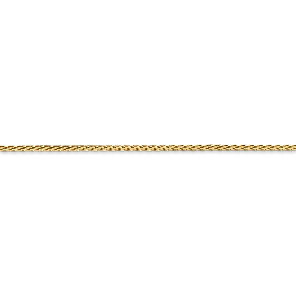 Real 14kt Yellow Gold 1.5mm Diamond Cut Parisian Wheat Chain; 24 inch; Lobster Clasp; for Adults and Teens; for Women and Men