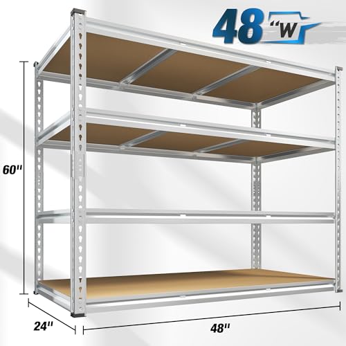 REIBII 48" W Garage Shelving Heavy Duty 3020LBS Storage Shelves 5 Tier Heavy Duty Shelving Adjustable Garage Shelves for Basement, Warehouse
