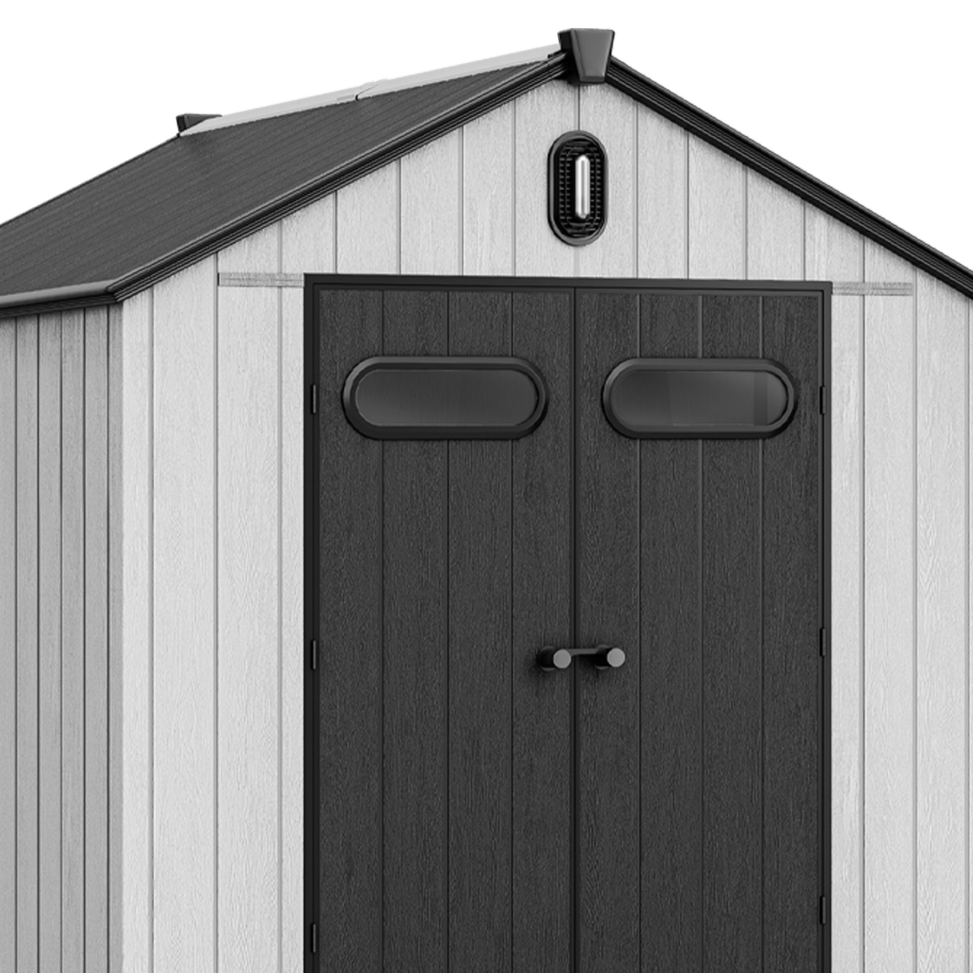 ModFusion 8x8 Ft Improved Natural Light, Outdoor Resin Storage Shed, 2 Door with Lock, Floor, Gable Roof, Windows, Air Vent, for Bike, Trash Can