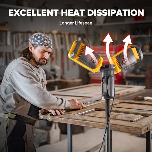 LUTEC 【Upgraded】 6290Max 11000 Lumen 92W Dimmable LED Work Light with Telescoping Tripod