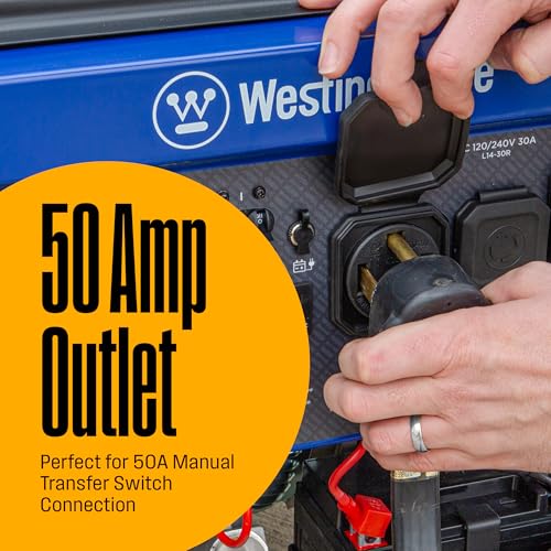 Westinghouse 12500 Peak Watt Tri-Fuel Home Backup Portable Generator, Remote Electric Start, Transfer Switch Ready, Gas, Propane
