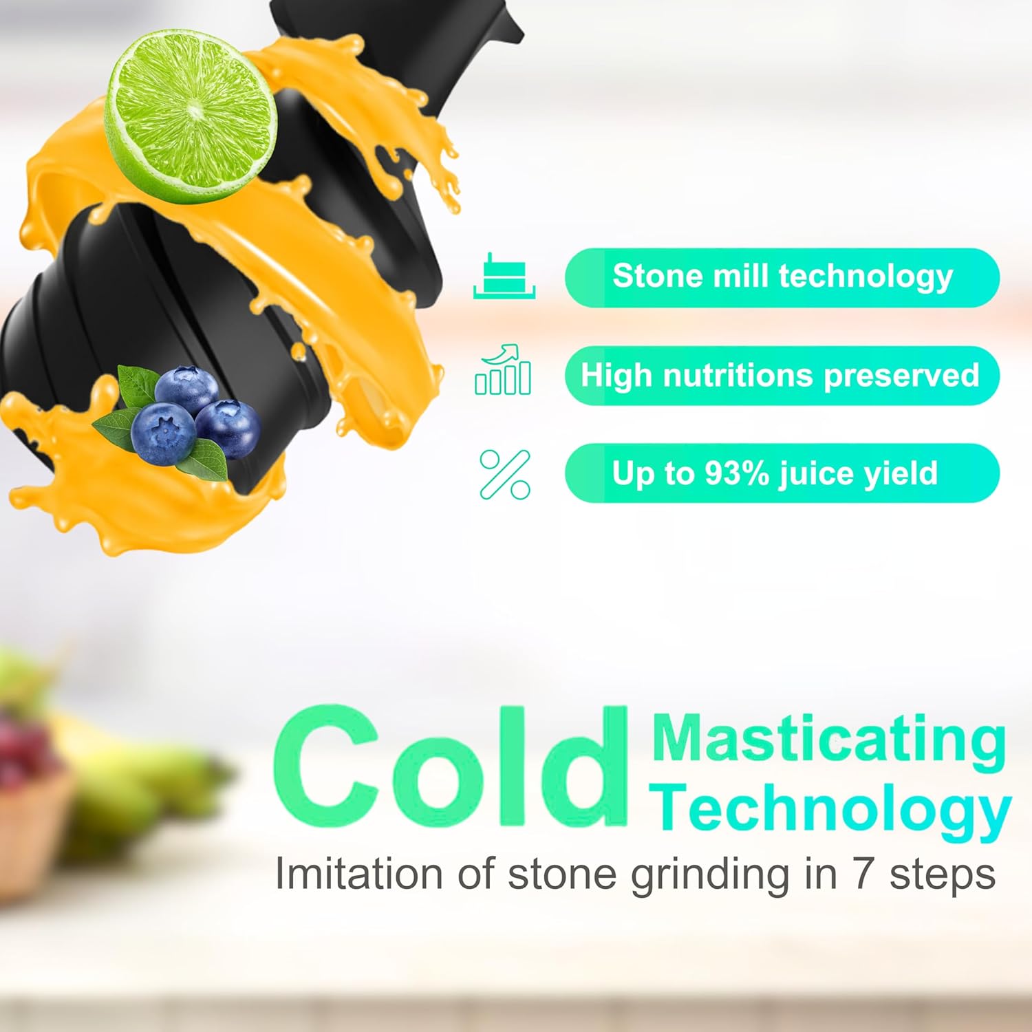 Cold Press Masticating Juicer Machines: 300W Easy to Clean Stainless Steel 5.1"" Large Feed Chute Slow Masticating Juicer Machines
