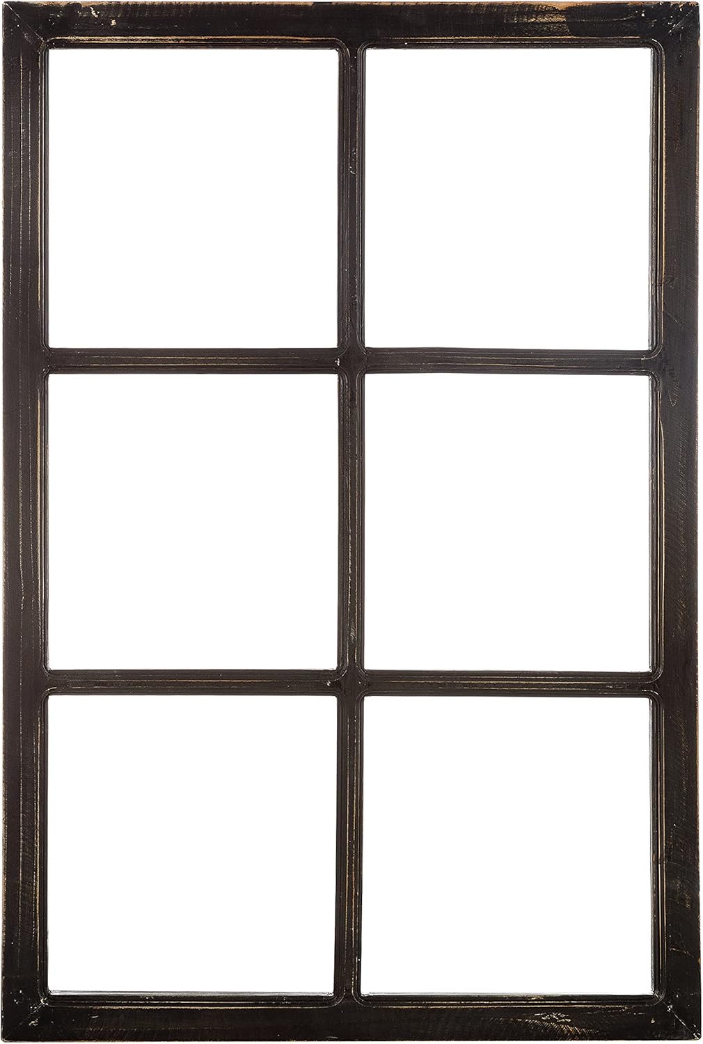 Ka Home Farmhouse Window Pane Wall Decor - 6-Pane Rustic Wood Window Frame with Distressed Black Finish