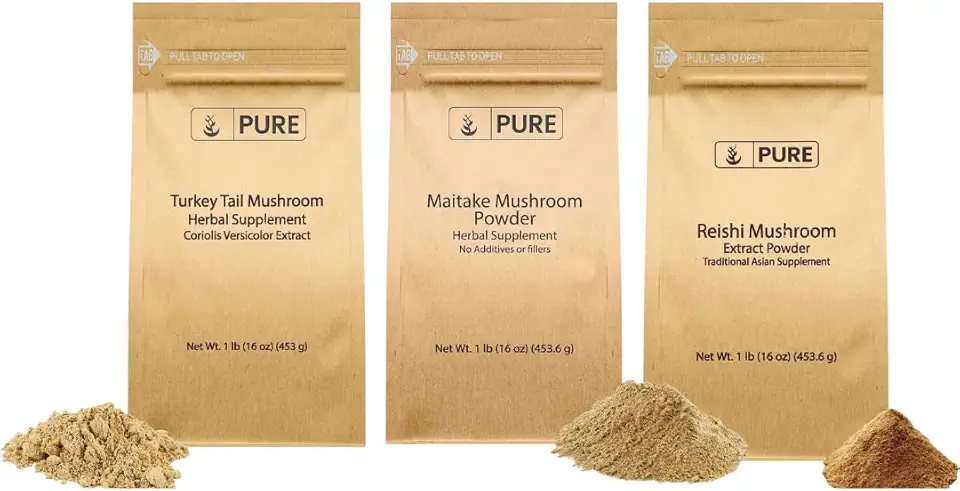 Pure Original Ingredients Turkey Tail, Reishi, & Maitake Mushroom Powder Bundle - Kansas Nuitrition - HNZSDS