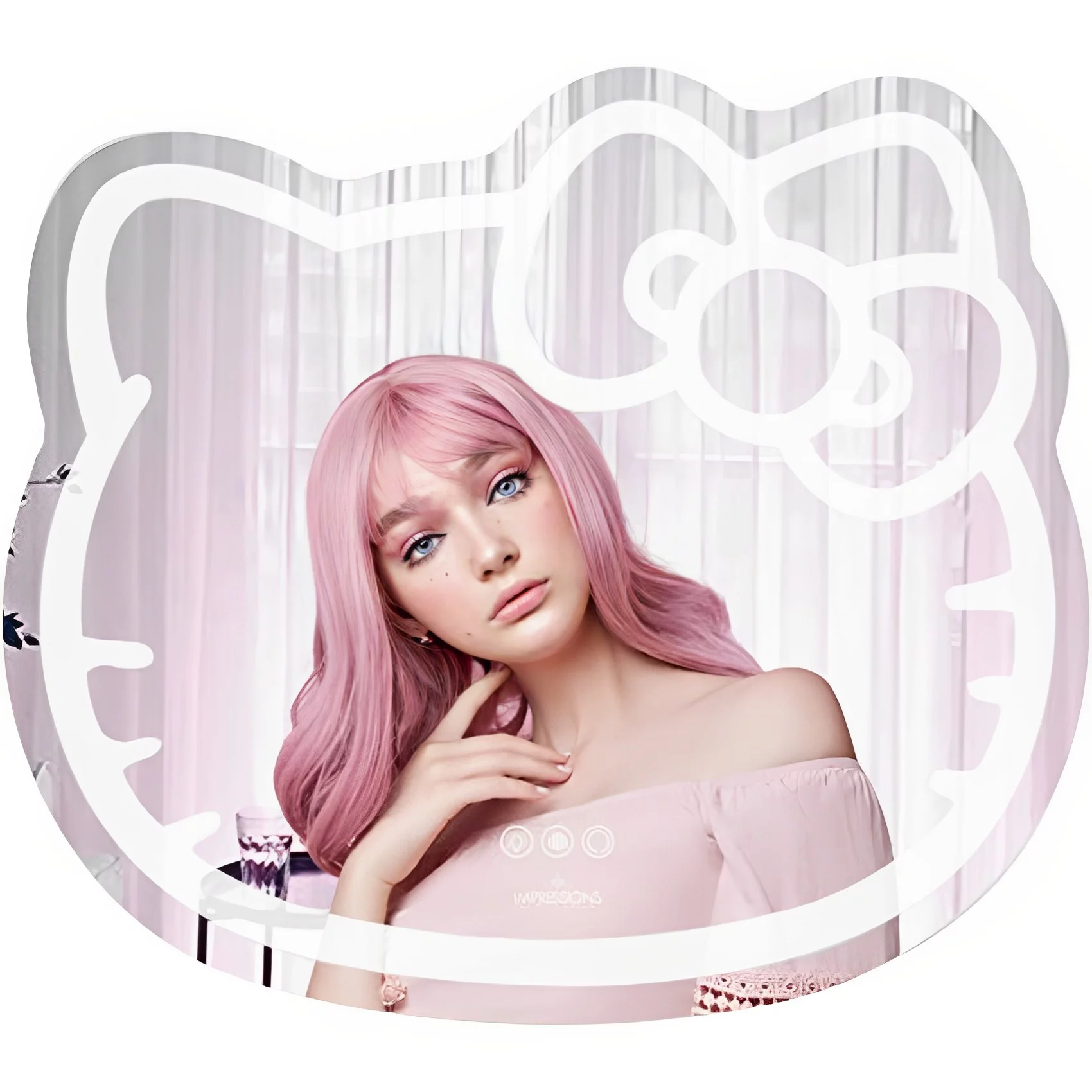 Impressions Vanity Hello Kitty LED Makeup Mirror, Wall Mount Tabletop Lighted Mirrors with Touch Sensor - Radiant Selections