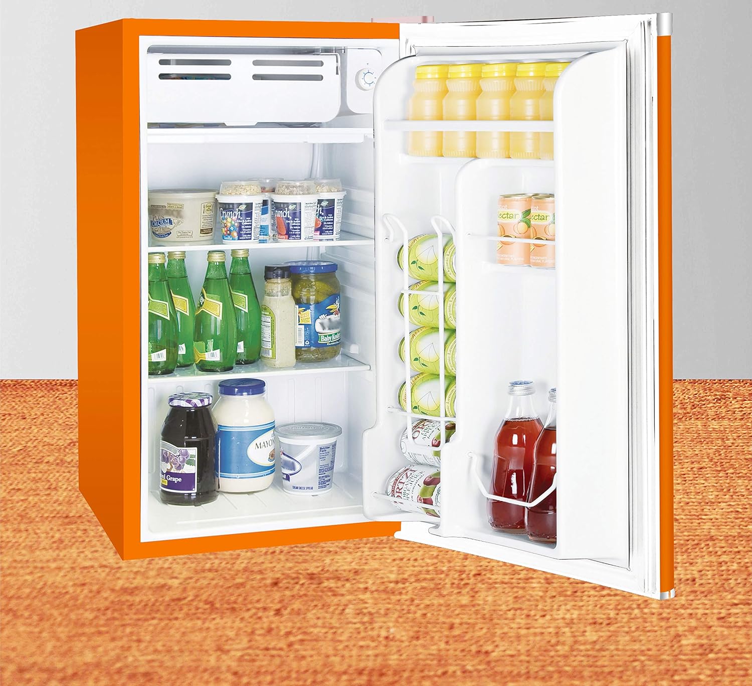 RCA RFR321 Single Door Mini Fridge with Freezer, 3.2 Cu. Ft. capacity - Orange