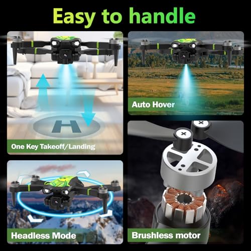 M18LCD Drone with 1080P Camera 45&deg; Adjustable Lens Brushless Motor Rechargeable LCD Remote Foldable RC Quadcopter for Beginners
