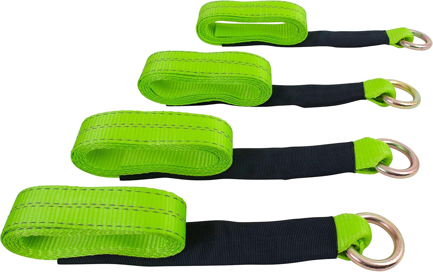 Mytee Products (4 Pack 2 x 14' Car Tie Down Lasso Ratchet Strap with Flat Hook - Tire Straps for Car Trailer - Wheel Straps for Hauling Cars