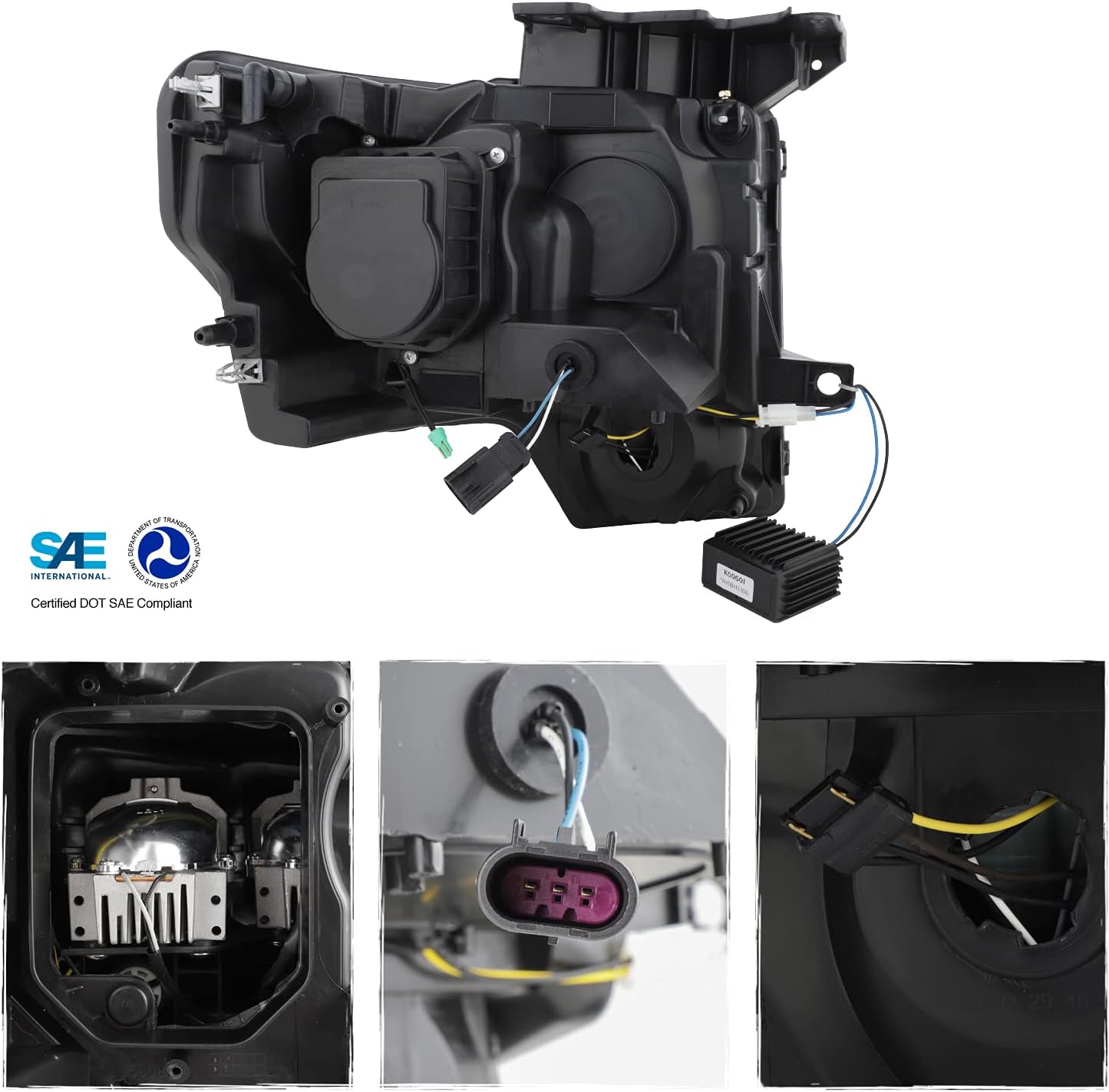 AKKON - Fits 2009-2014 Ford F150 Pickup Truck [Full LED] Projector Beam Black Headlights Pair Driver Left + Passenger Right