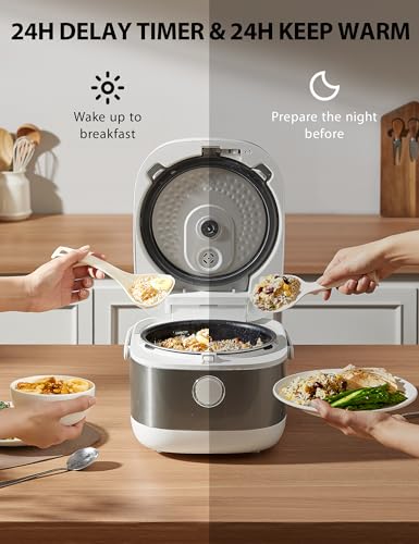 TOSHIBA Induction Heating Rice Cooker - Low Carb, Low Sugar, Digital Steamer, 5.5 Cups (Uncooked), 8 Cooking Functions, 24H Timer & Auto Keep Warm
