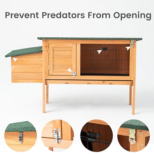 TAKUKA Outdoor Rabbit Hutch, Small Animal Wooden Chicken Coop with Nest Box