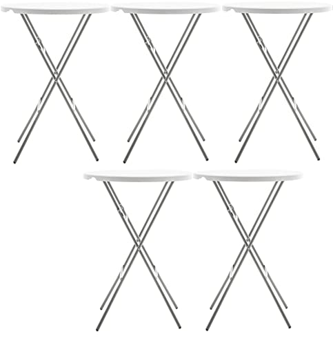 BTEXPERT White 2.63 Foot 32in Round Plastic Bar Height Folding Cocktail Table 330lb Weight Capacity Commercial Portable Banquet Dining Wedding Party