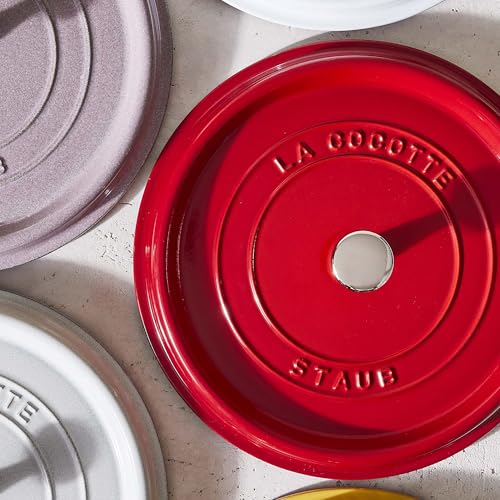 STAUB Cast Iron Dutch Oven 5.5-qt Round Cocotte, Made in France, Serves 5-6, Black Matte