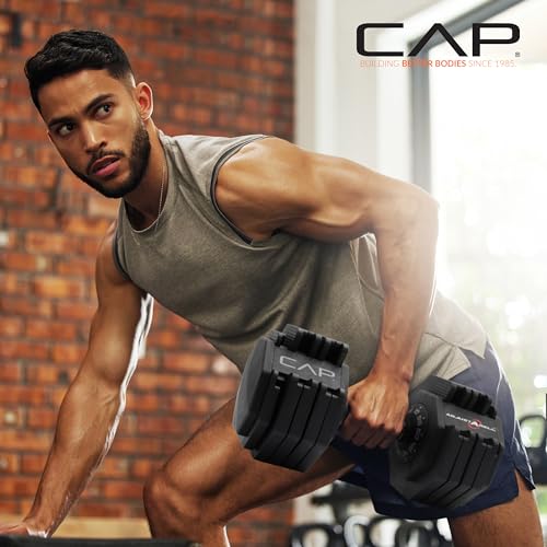 CAP Barbell ADJUSTABELL Adjustable 55 lb Hex Dumbbell Weights - Singles & Pairs | Multiple Handle Options