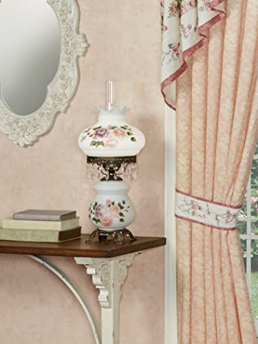 Touch of Class Abigail Hurricane Style Parlor Table Lamp - Antique Victorian Aesthetic - Painted by Hand - Floral Designs