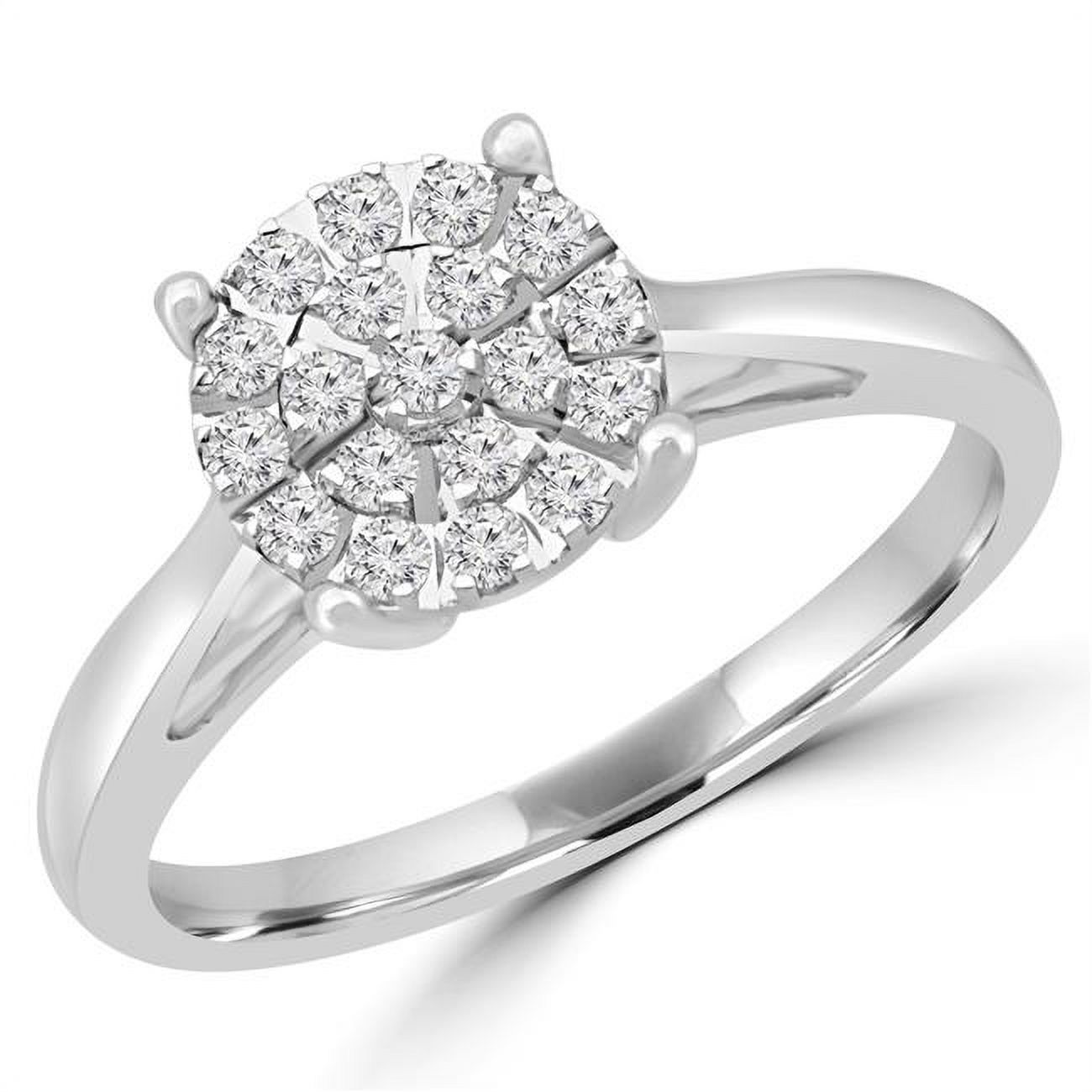 Majesty Diamonds  0.25 CTW Round Diamond Promise Cluster Engagement Ring in 10K White Gold - Size 6.5