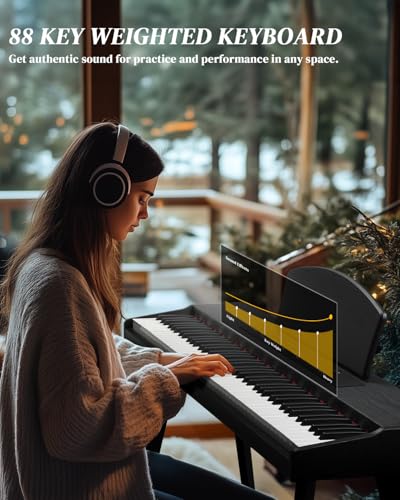 Ktaxon 88 Key Keyboard Piano Set, Full Size Digital Piano with Multi-Adjustable Height Bench, Powerful Functional Panel