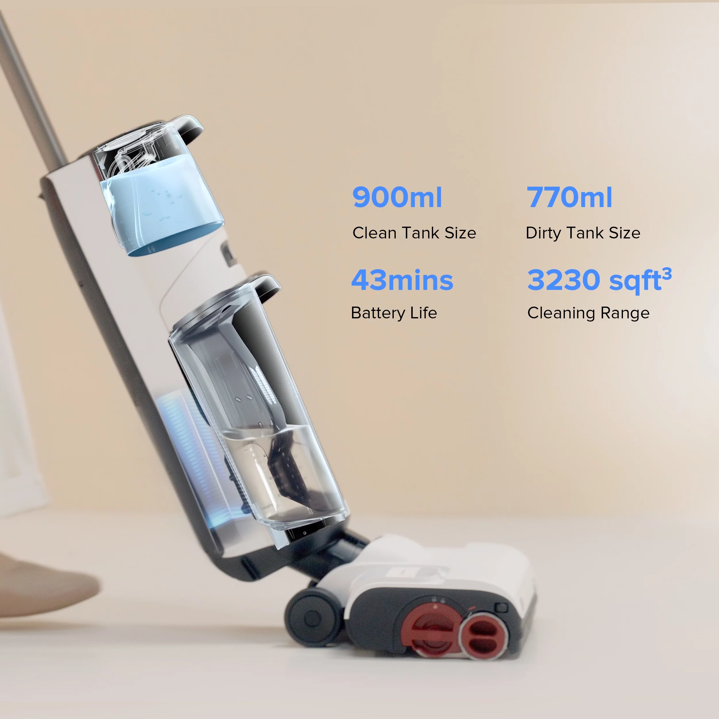 Roborock® Dyad Pro Wet and Dry Vacuum Cleaner with multi-rollers, 17000Pa Suction, Self-Cleaning and Self-Drying