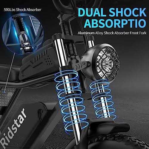 Ridstar Electric Motorcycles for Adults 1000W 13AH 25MPH Max 35Miles Ebike,20 Fat Tire Dirt Bike - Sports Supplies Online Store