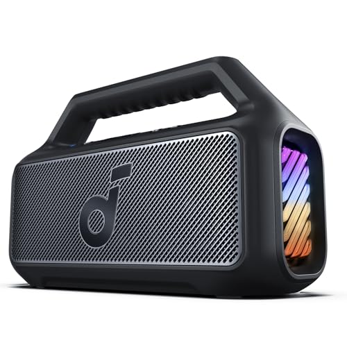 Soundcore Boom 2 by Anker, Outdoor Speaker, 80W, Subwoofer, BassUp 2.0, 24H Playtime, IPX7 Waterproof, Floatable, RGB Lights, USB-C, Custom EQ