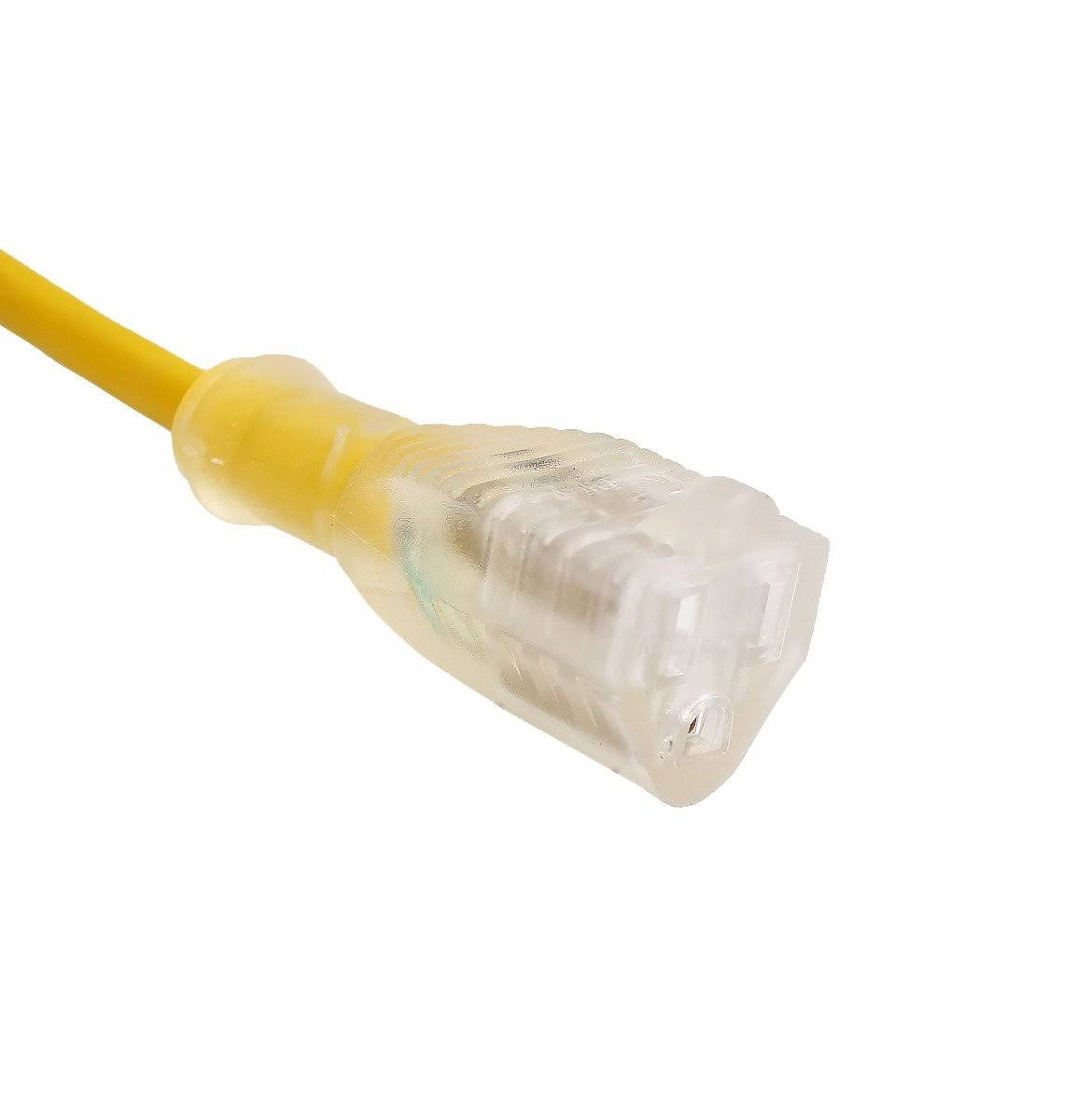 LifeSupplyUSA 12/3 200 ft. SJTW 15 Amp, 125-Volt, 1875-Watt Lighted End Heavy-Duty Extension Cord, Yellow