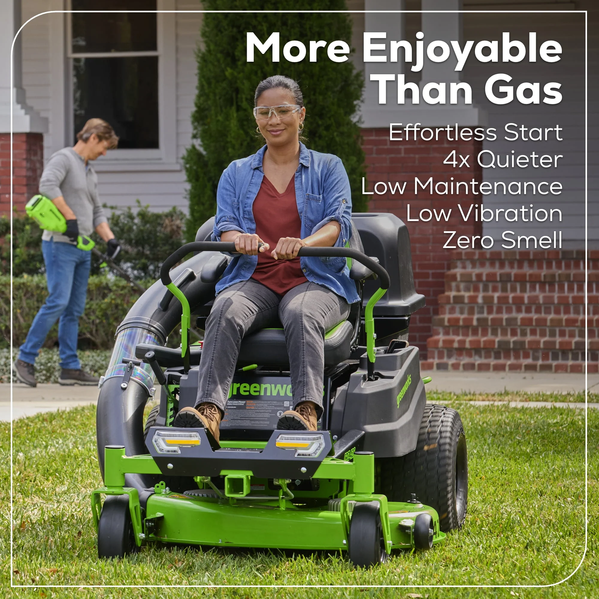 Greenworks 60V 42” Cordless Battery Crossover-Z Zero Turn Riding Lawn Mower + (6) 8Ah Batteries & (3) Dual Port Turbo Chargers 7409302