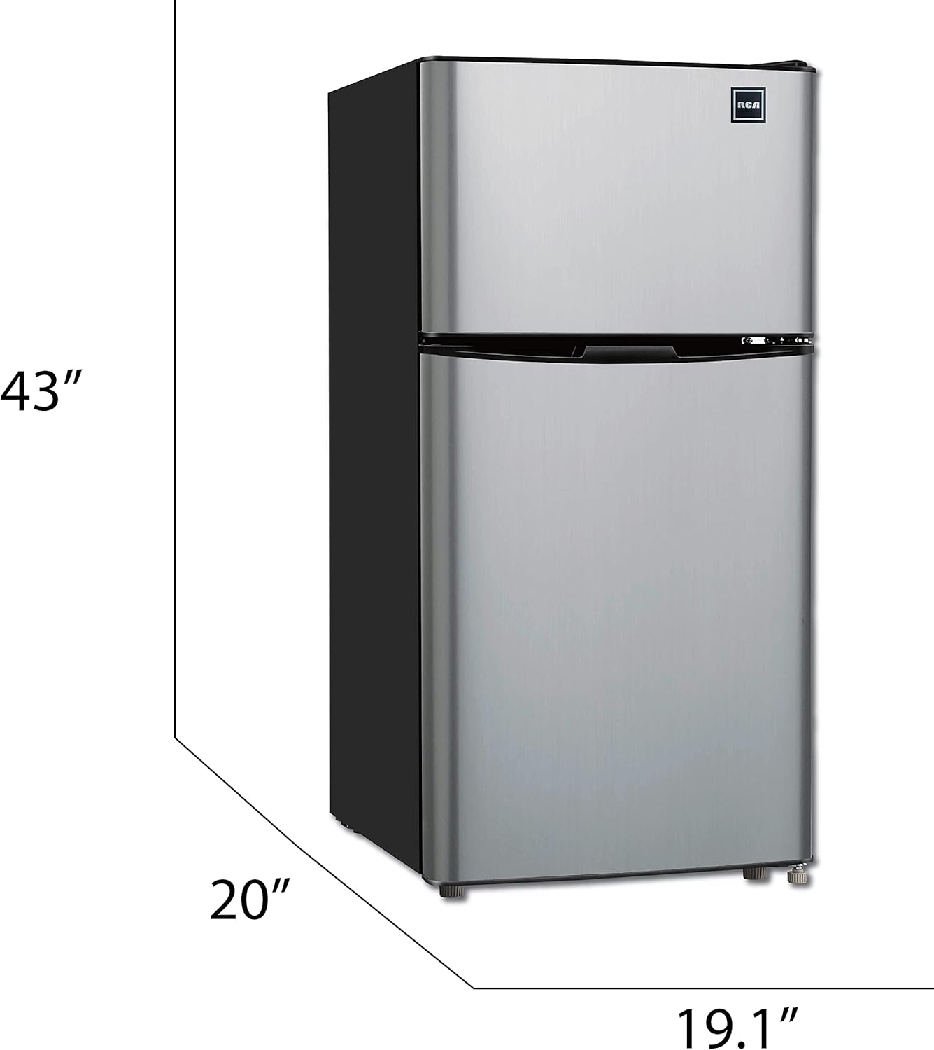 RCA RFR459 Compact Fridge with Freezer-Dual Adjustable Thermostat-Reversible Door-Removable Glass Shelves-Ideal for Bedroom/Dorm/Apartment/Office