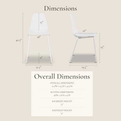 POLY & BARK Isla Modern Kitchen Chairs Set of 4 - Plastic Dining Chair with Metal Legs