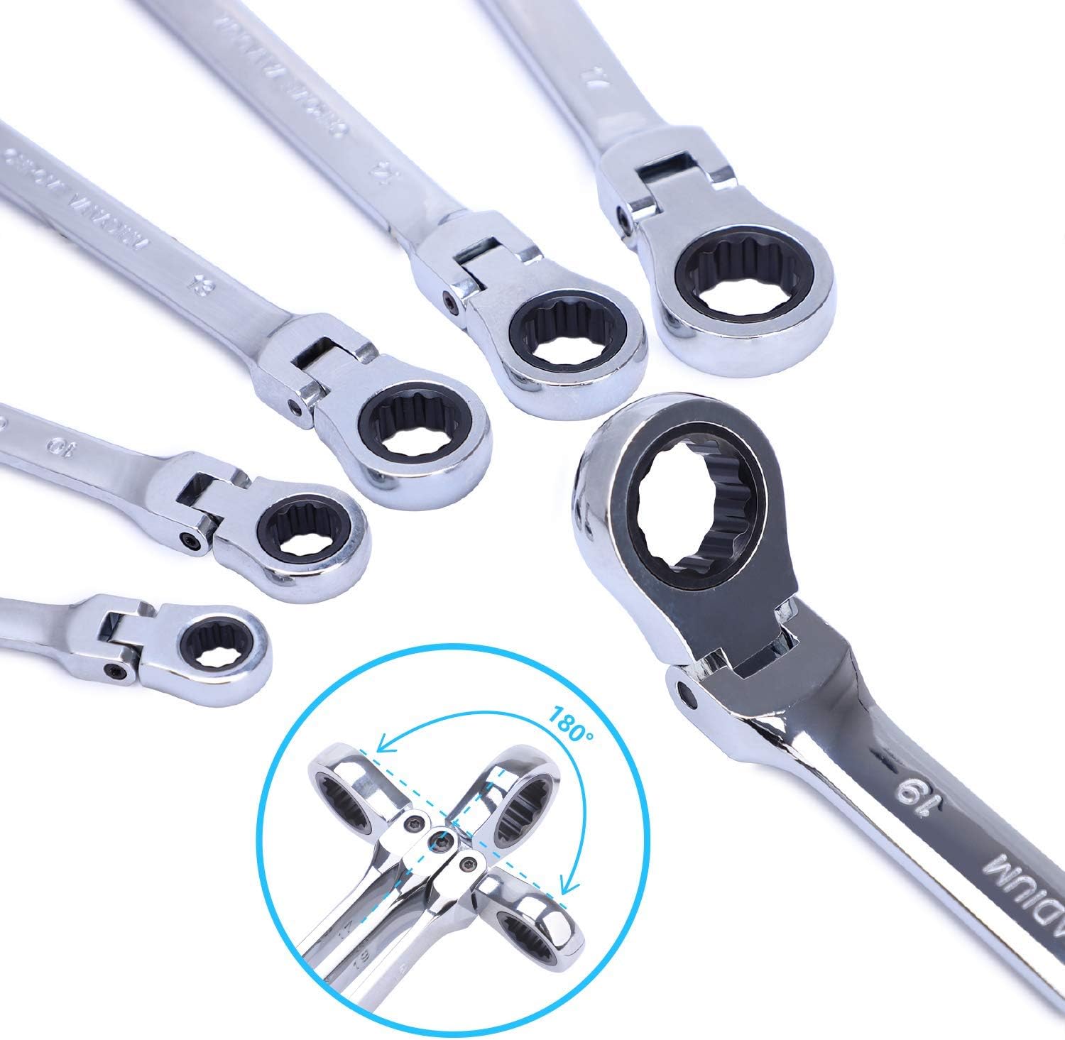 BANG 4 BUCK Metric Ratchet Wrench Set Double Box End Flex Head Ratcheting Wrench Roll for Craftsman