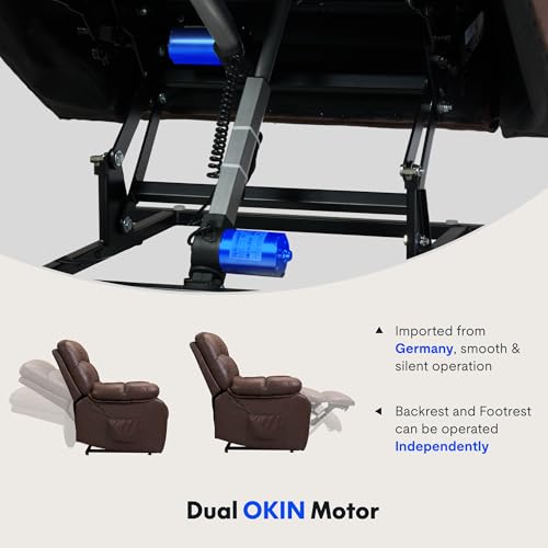 FLEXISPOT XL31 Power Lift Recliner Chair for Elderly, Electric Lift Chair with Massage & Heat, PU Leather Reclining Sofa w/Cup Holders