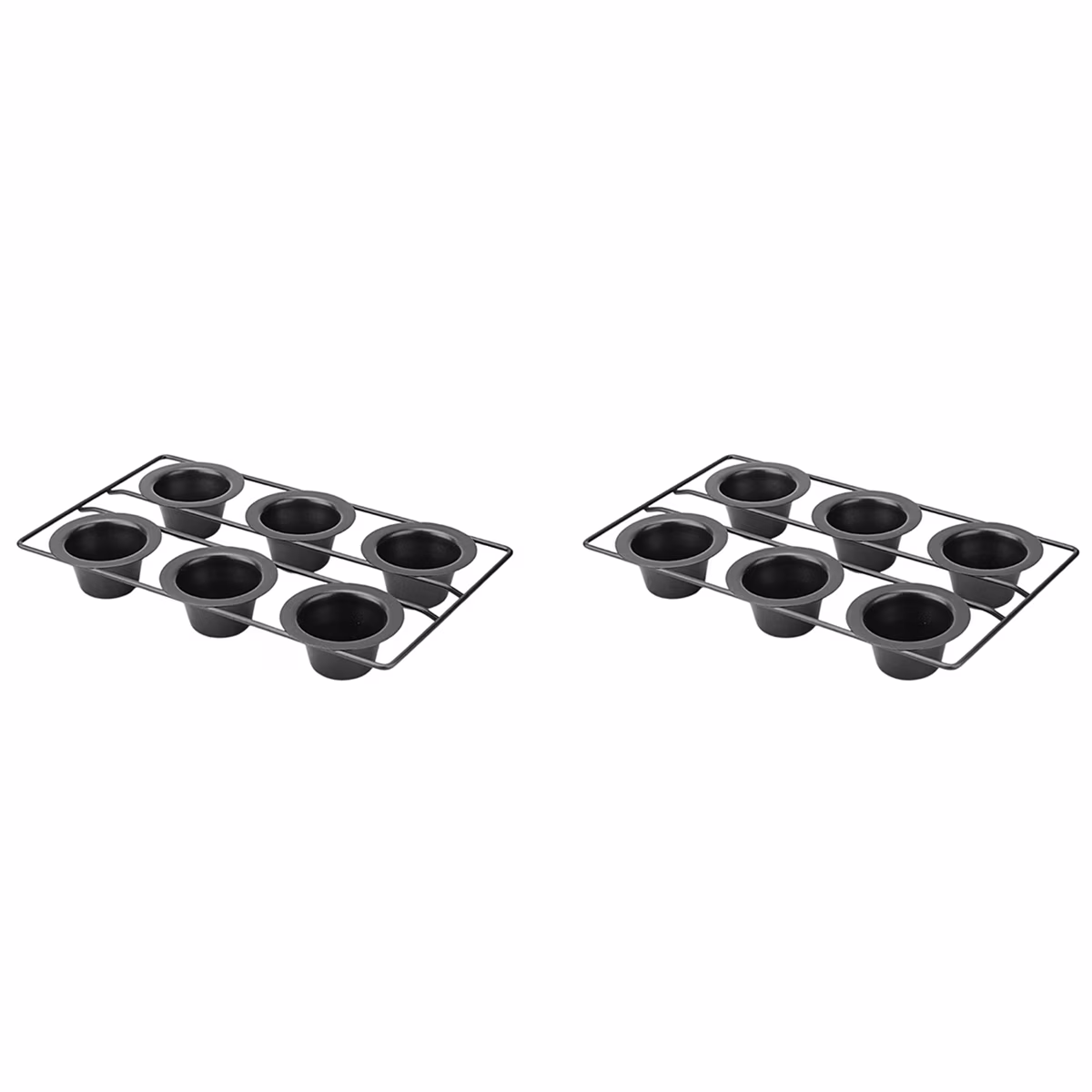 2X 6Cup Nonstick Popover Pan Muffin Cupcake Bakeware Pudding Pan for Oven Baking Frittatas Muffins Quiches Pudding Cakes,2 x Baking mold,Black